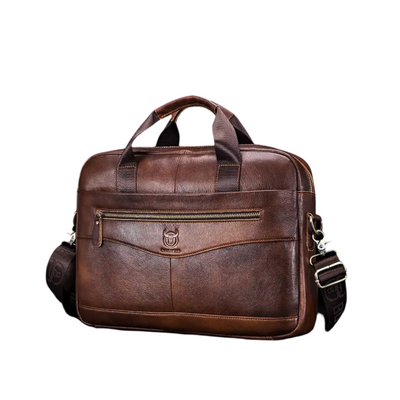 Clayton - Classic Leather Briefcase with Front Zip Accent