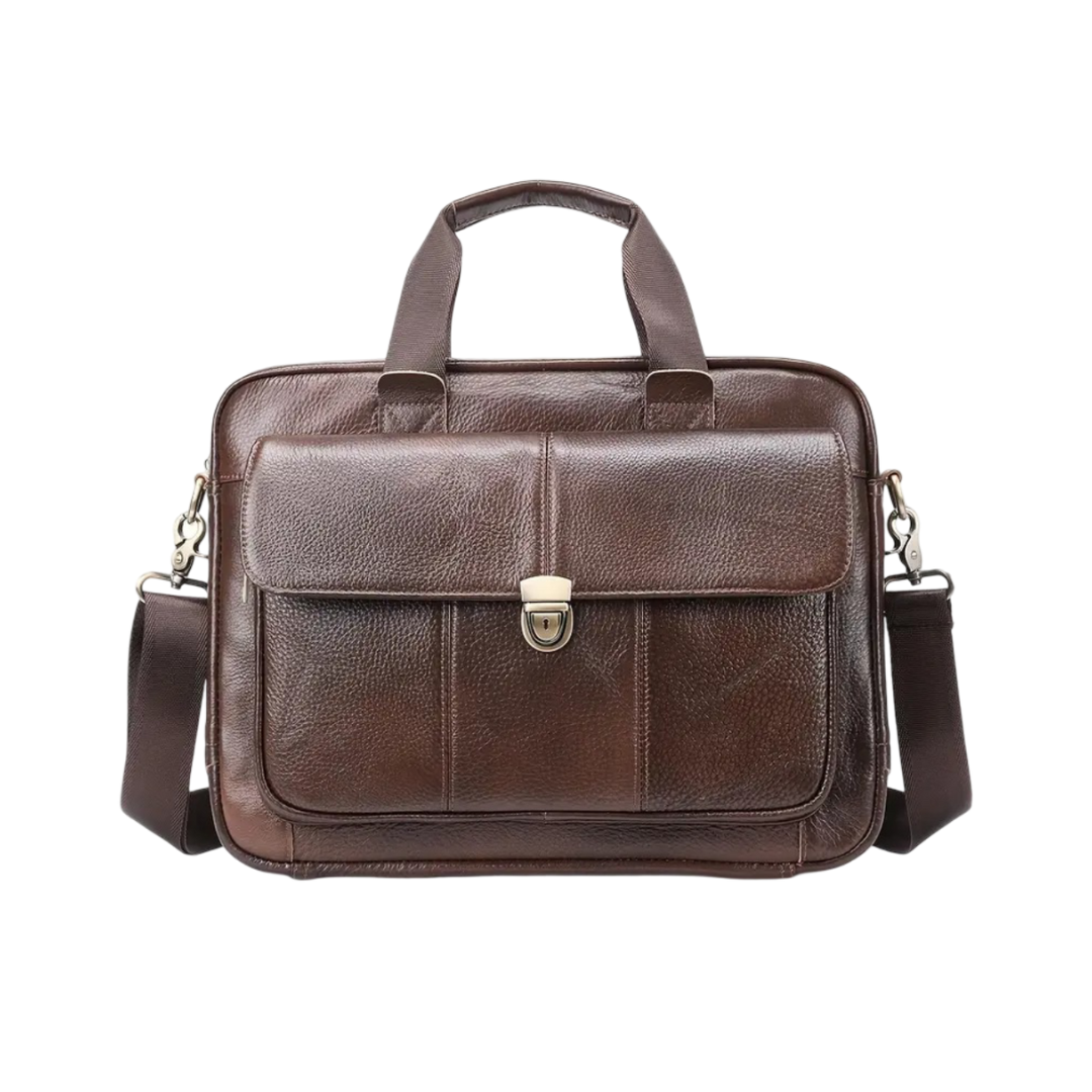 Wyatt - Heritage Leather Briefcase with Secure Lock Flap