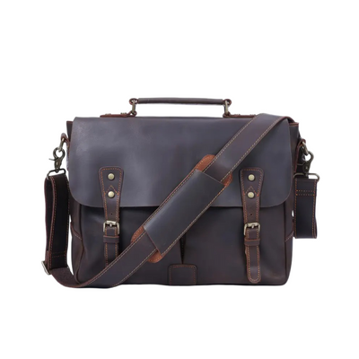 Beau - Vintage Leather Messenger with Classic Buckle Flap