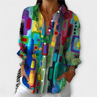 Lona - Abstract Button-Up Blouse