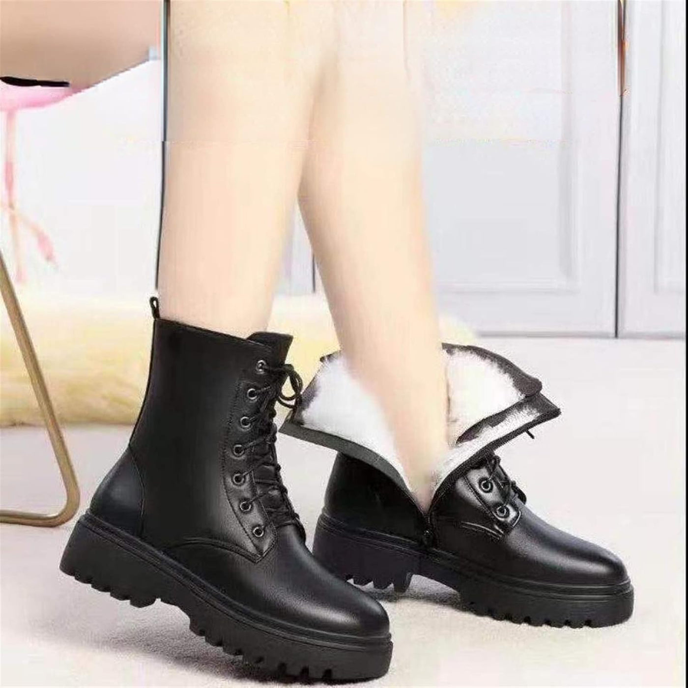 Keshia - Thickened Leather Boots