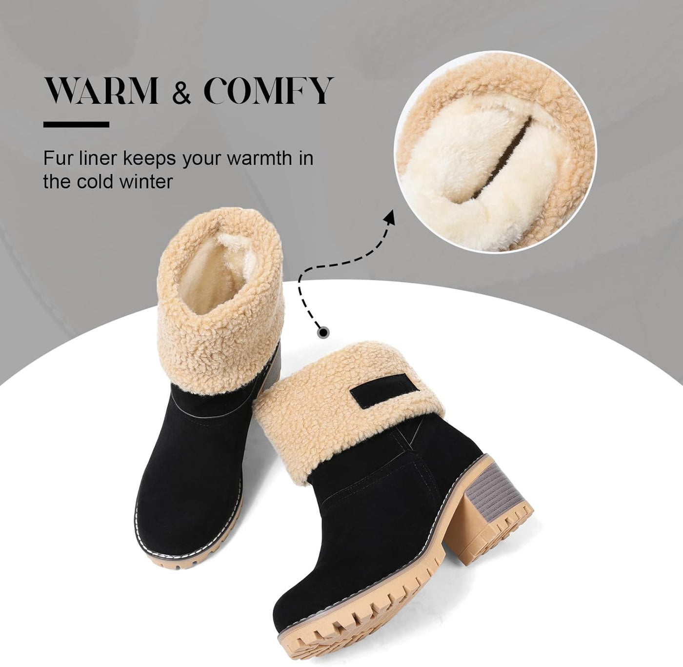Izzy - Fur Lined Slip on Warm Boots