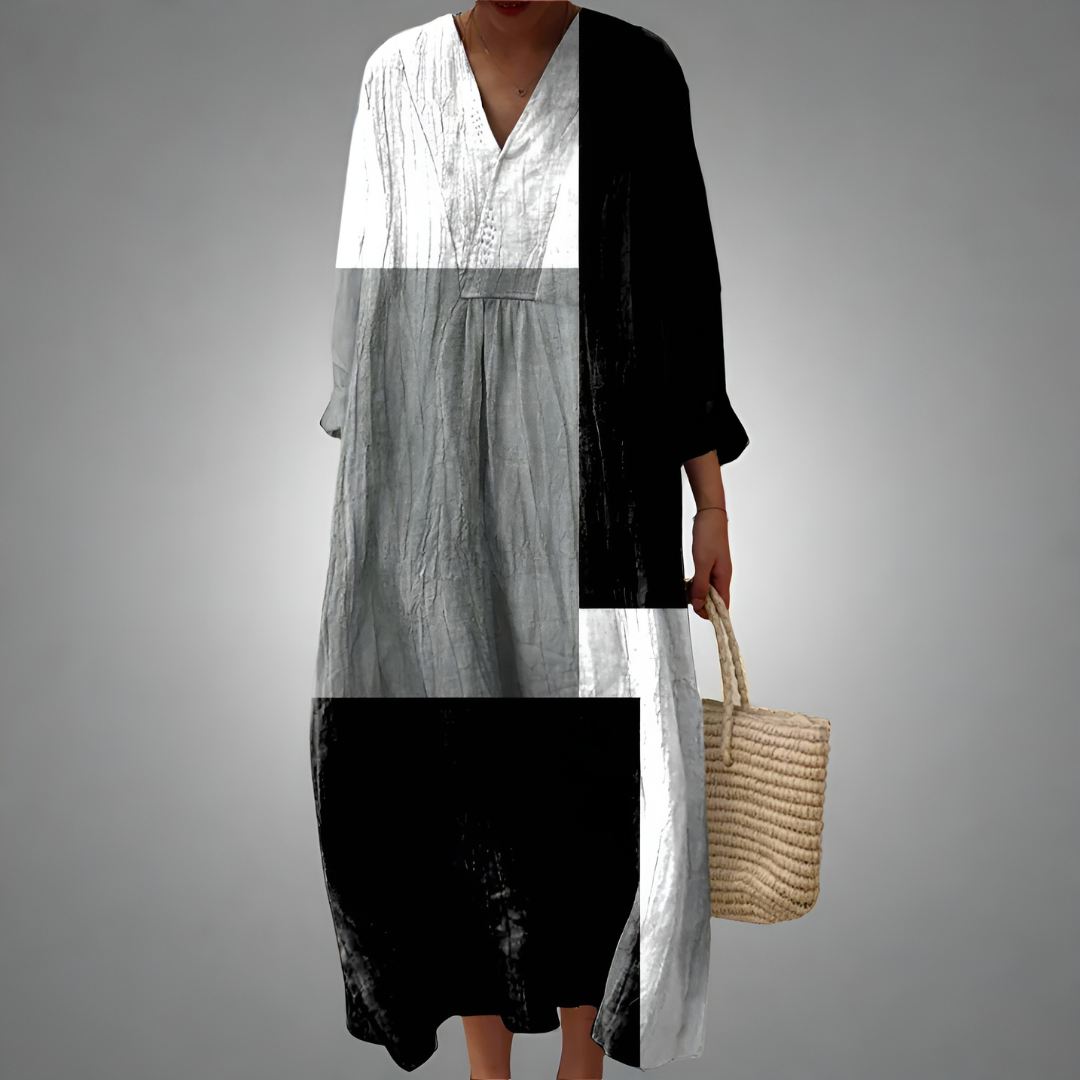 Simone – Monochrome Block Midi Dress for Women