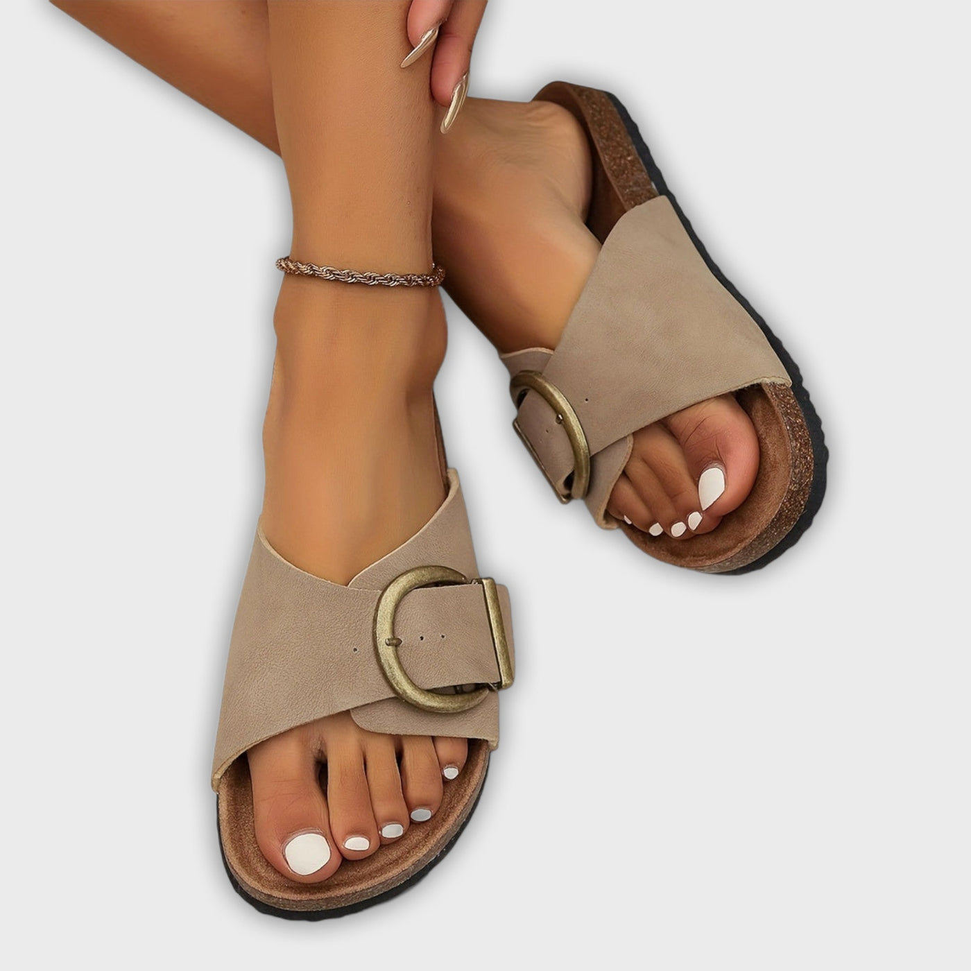 Margie - Women's Cork Sandals with Buckle Strap