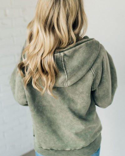 Nalas - Zip Henley Acid Wash Hoodie