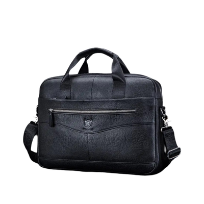 Clayton - Classic Leather Briefcase with Front Zip Accent
