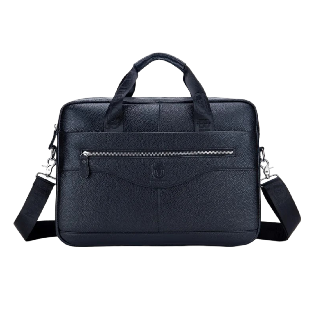 Mason - Professional Leather Laptop Bag with Curved Zip Detail