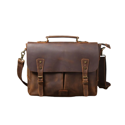 Beau - Vintage Leather Messenger with Classic Buckle Flap