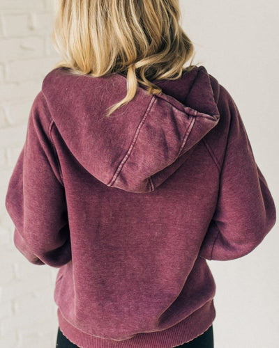 Nalas - Zip Henley Acid Wash Hoodie