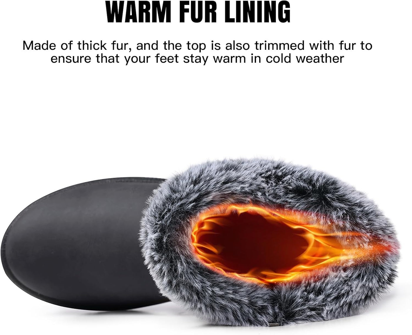 SHIBEVER - Fur Lined Waterproof Anti-Slip Snow Boots