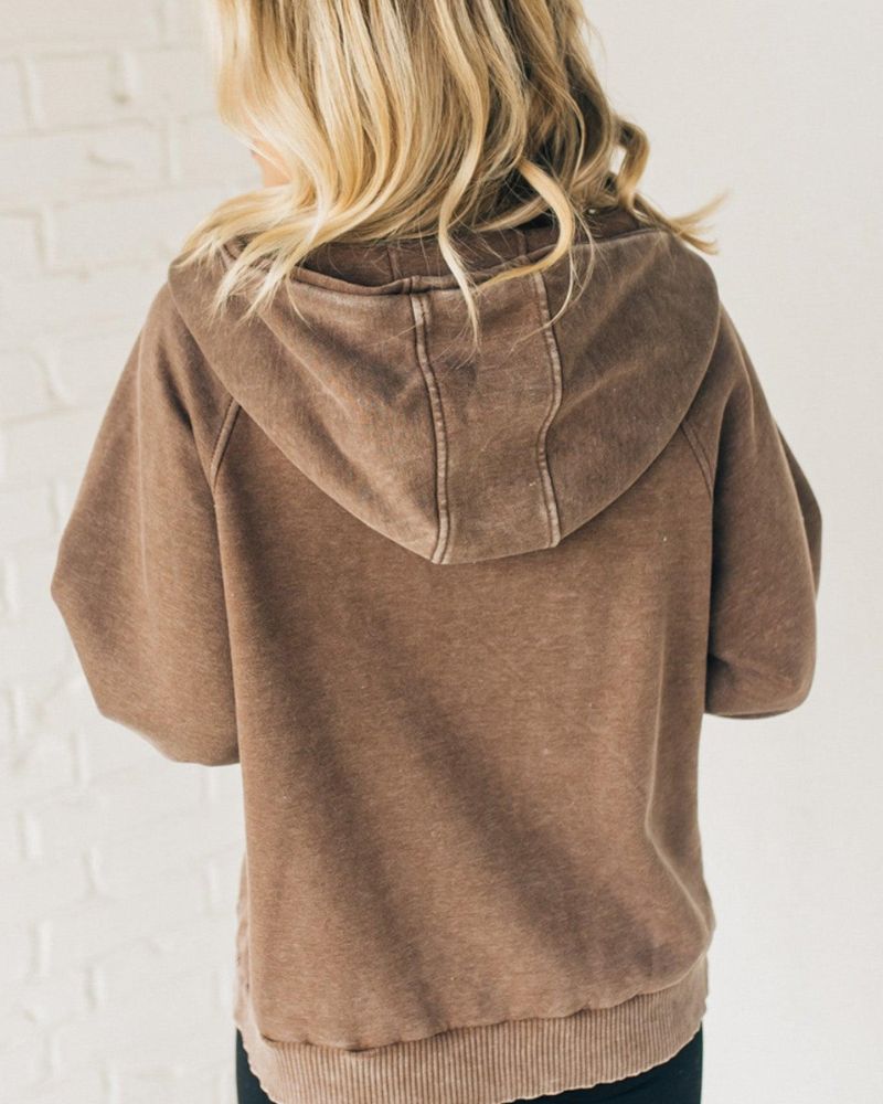 Nalas - Zip Henley Acid Wash Hoodie
