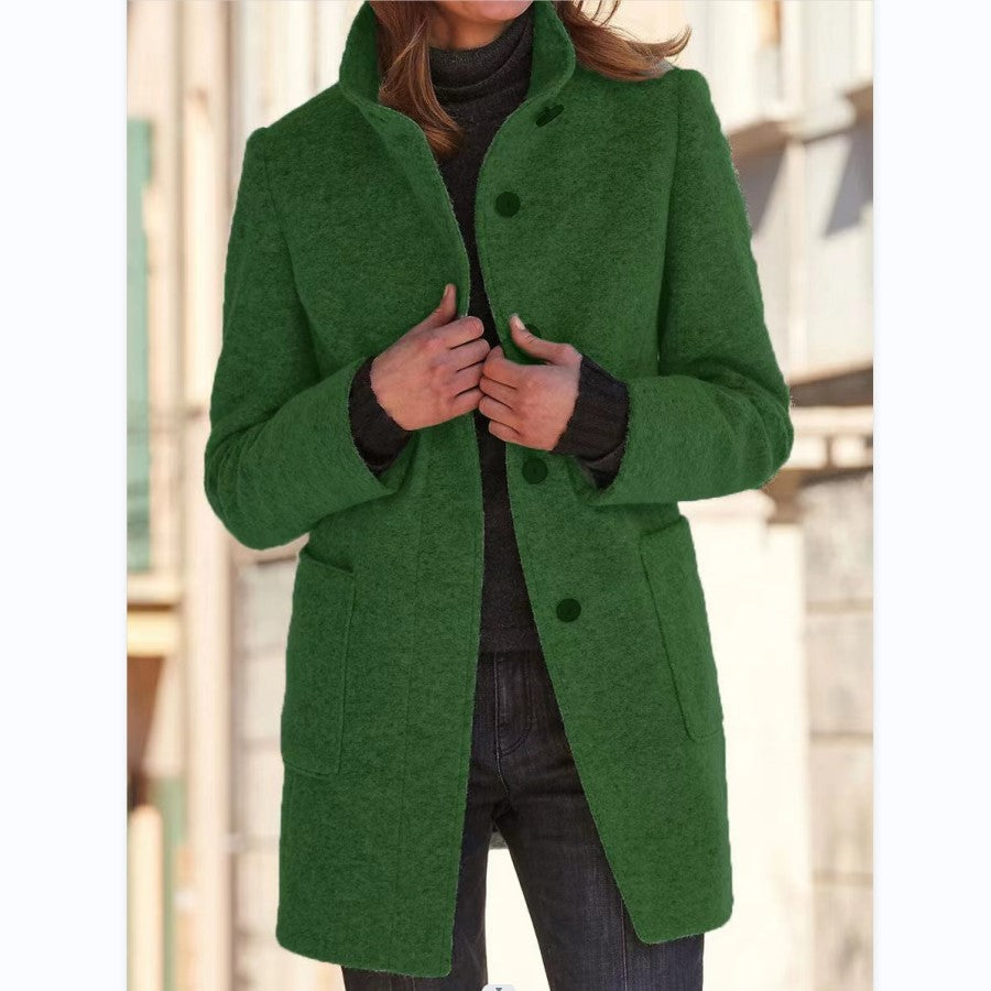 Autumn - RETRO WOMEN'S WIND JACKET WITH BUTTONS AND STAND COLLAR