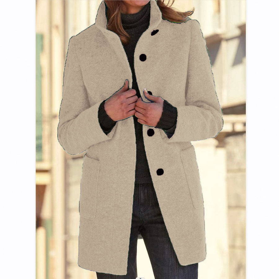 Autumn - RETRO WOMEN'S WIND JACKET WITH BUTTONS AND STAND COLLAR