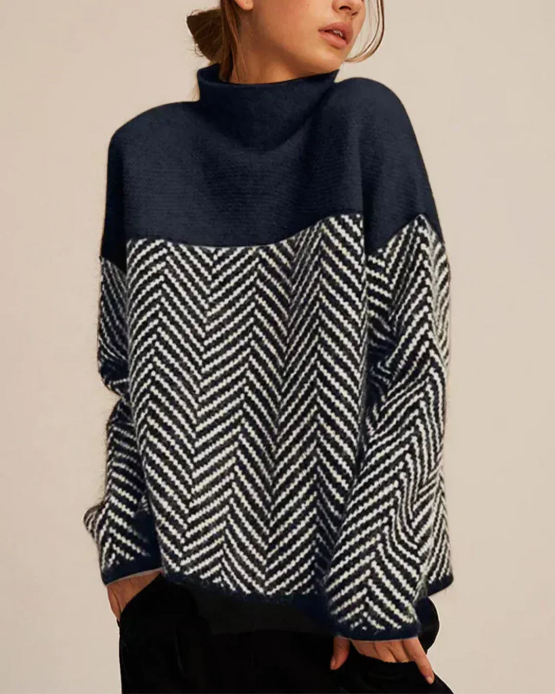 MALENE - HIGH-NECK COTTON SWEATER