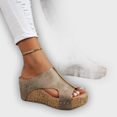 Faith - Elegant Rubber Sole Buckle Wedge Sandals