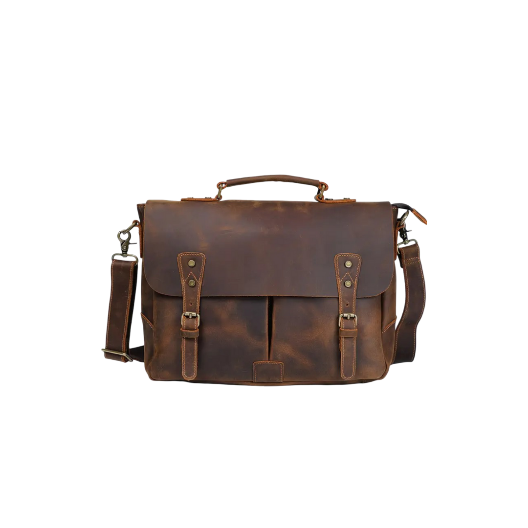 Beau - Vintage Leather Messenger with Classic Buckle Flap