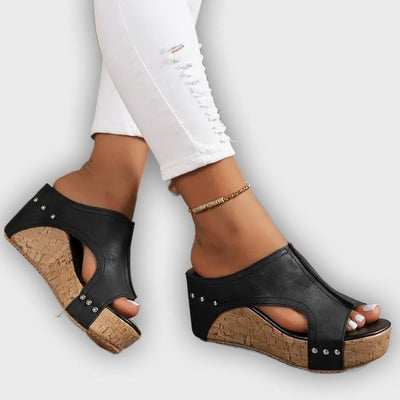 Faith - Elegant Rubber Sole Buckle Wedge Sandals