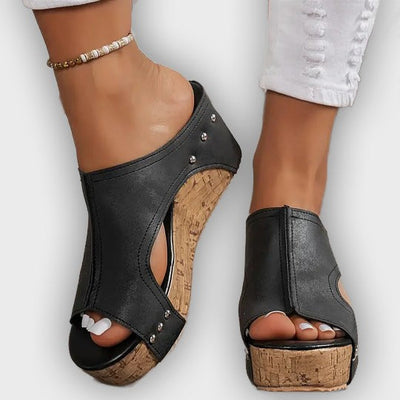 Faith - Elegant Rubber Sole Buckle Wedge Sandals