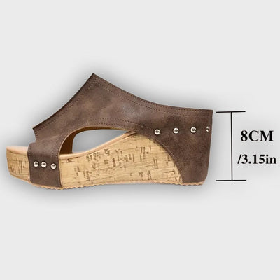 Faith - Elegant Rubber Sole Buckle Wedge Sandals