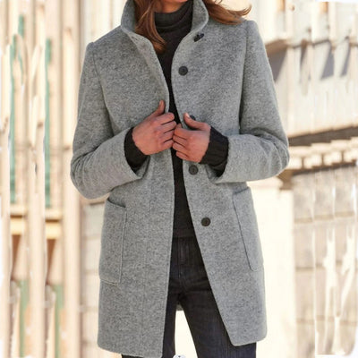Autumn - RETRO WOMEN'S WIND JACKET WITH BUTTONS AND STAND COLLAR