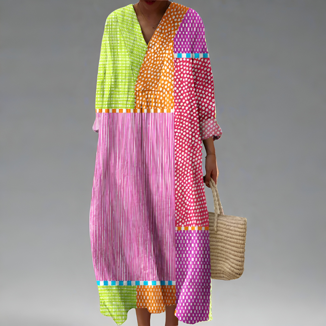Rosalie – Playful Patch Maxi Dress for Women