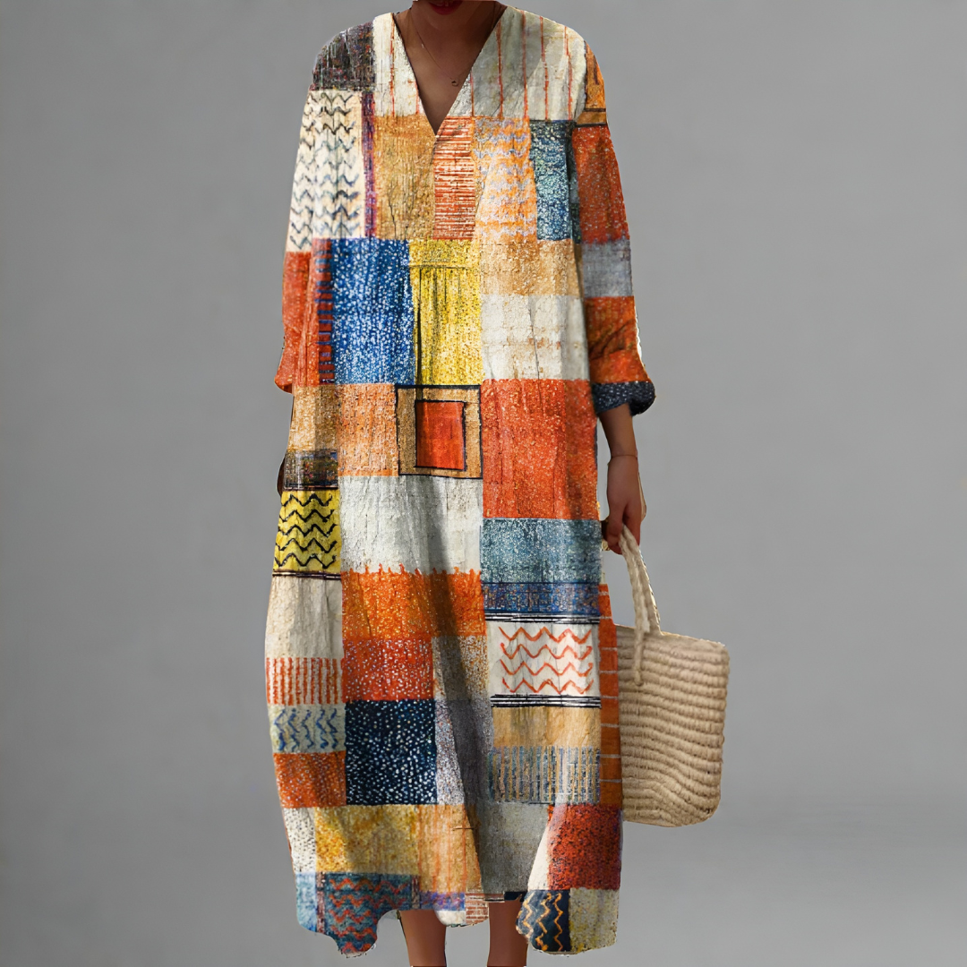 Danica – Mosaic Meadow Patchwork Dress