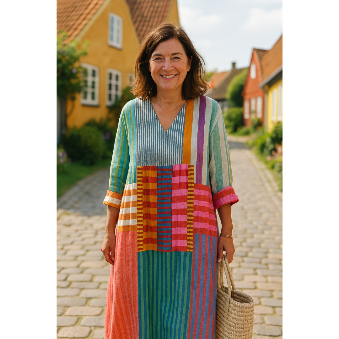 Priscilla – Multicolor Artisan Cotton Dress for Women