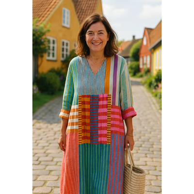 Priscilla – Multicolor Artisan Cotton Dress for Women