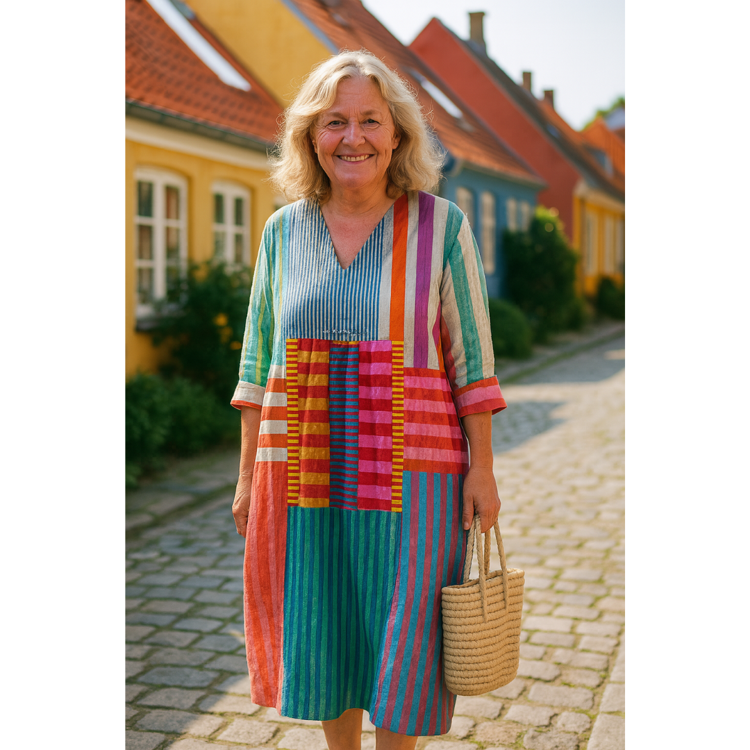 Priscilla – Multicolor Artisan Cotton Dress for Women