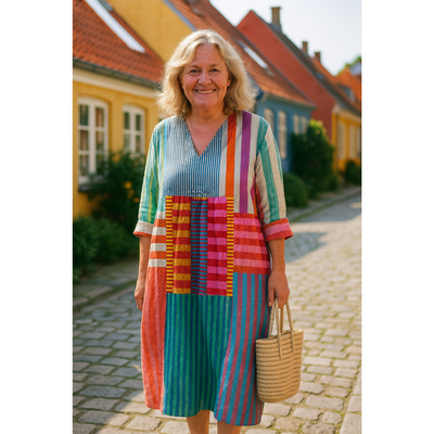 Priscilla – Multicolor Artisan Cotton Dress for Women