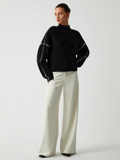 Alma - Oversized Turtleneck Sweater with Piqué Details