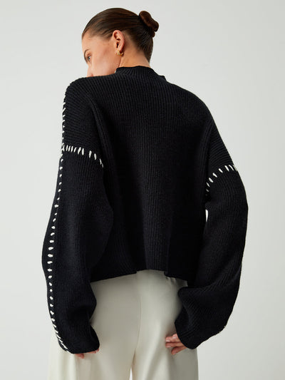 Alma - Oversized Turtleneck Sweater with Piqué Details