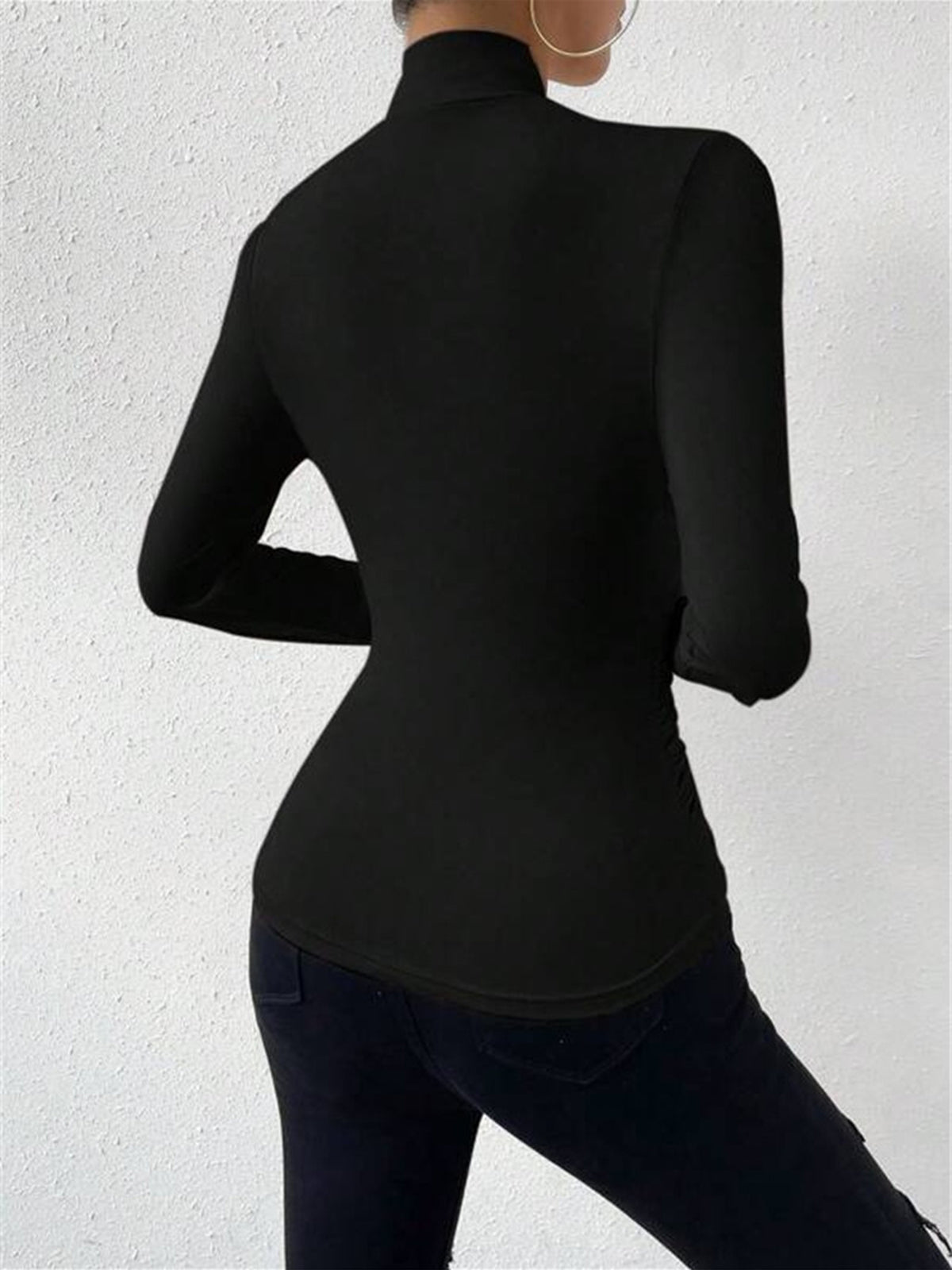 Kennedy - ELEGANT DRAPED LONG SLEEVE TOP WITH CROSSOVER DESIGN