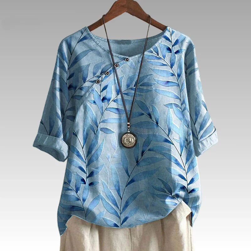 Celia - Nature Inspired Button Detail Top