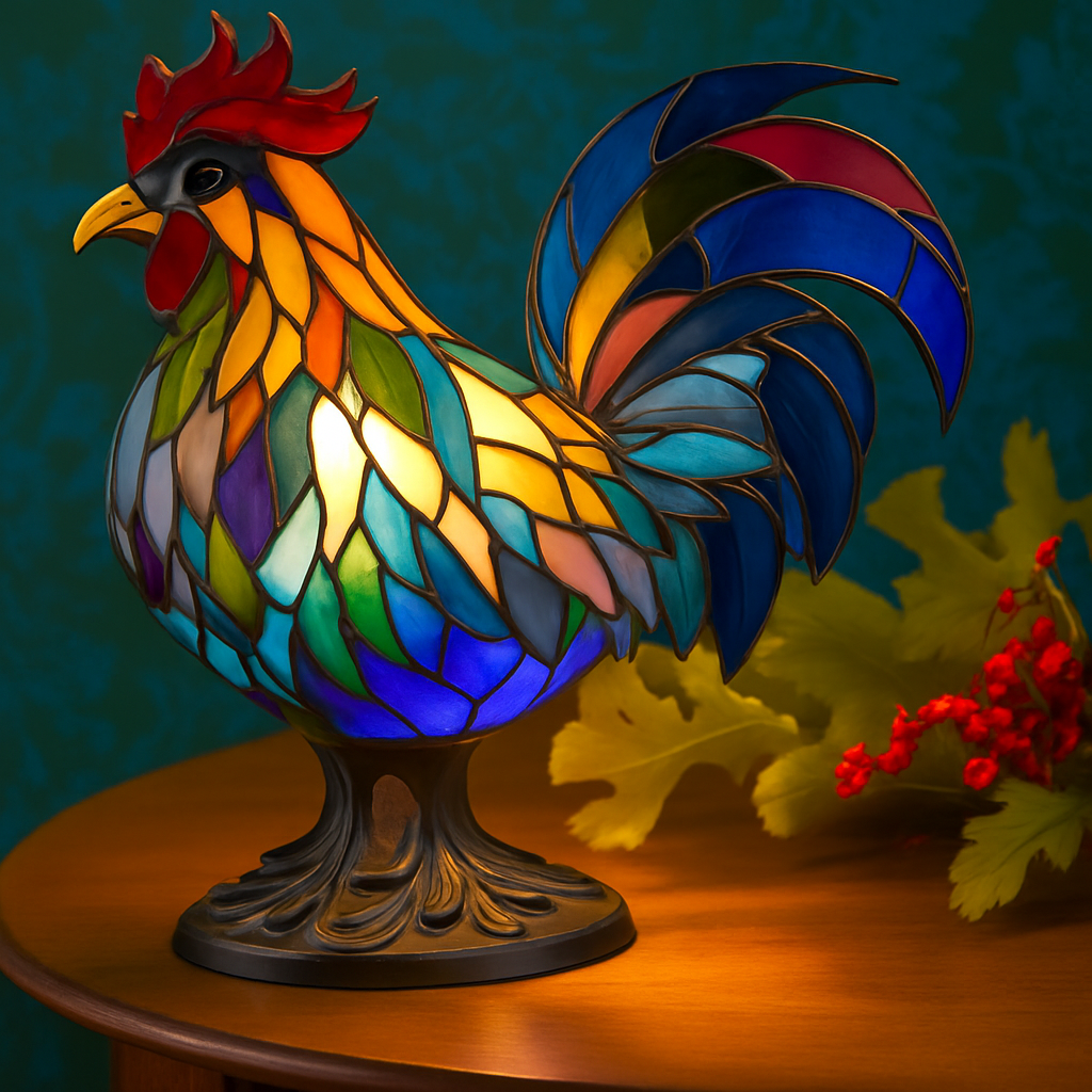 Hector - Magisk colored glass rooster lamp