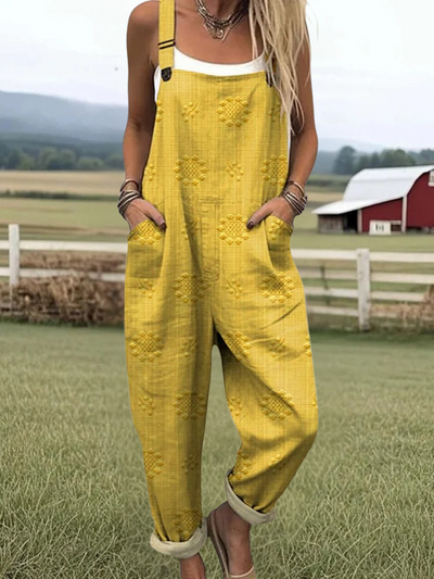 Daisy - Women's jumpsuit with vintage floral pattern and art print