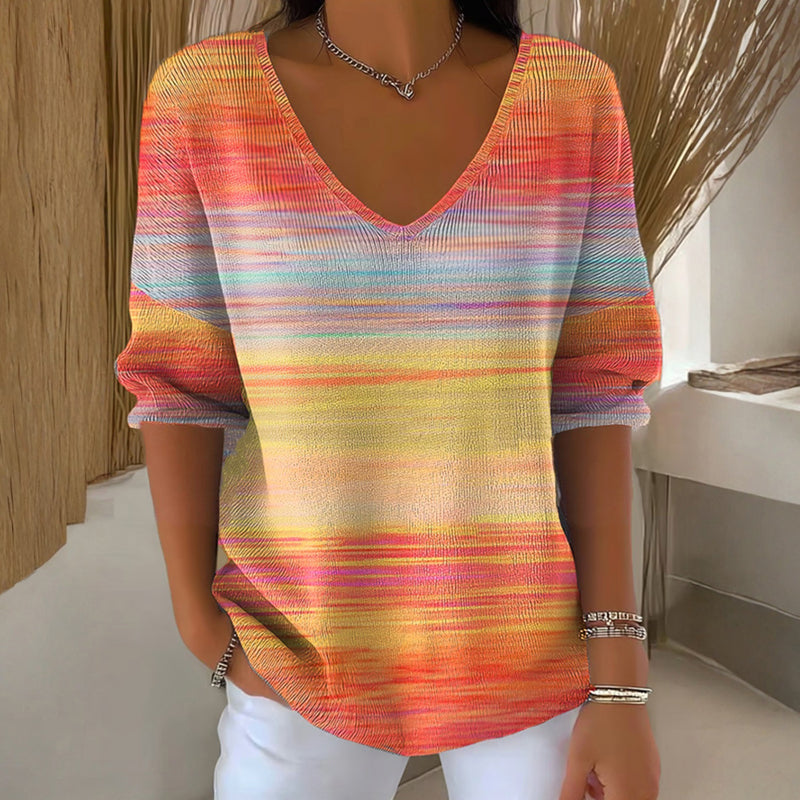 Rachel - LONG SLEEVE RELAXED FIT T-SHIRT WITH GRADIENT DESIGN