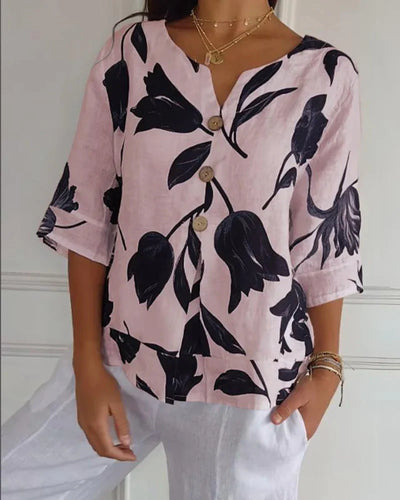 Eliana - Casual Flower Print Shirt