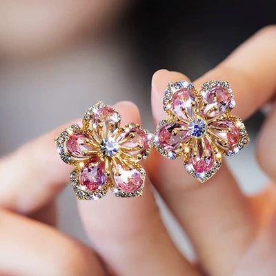 Silver earrings with multicolored zirconia