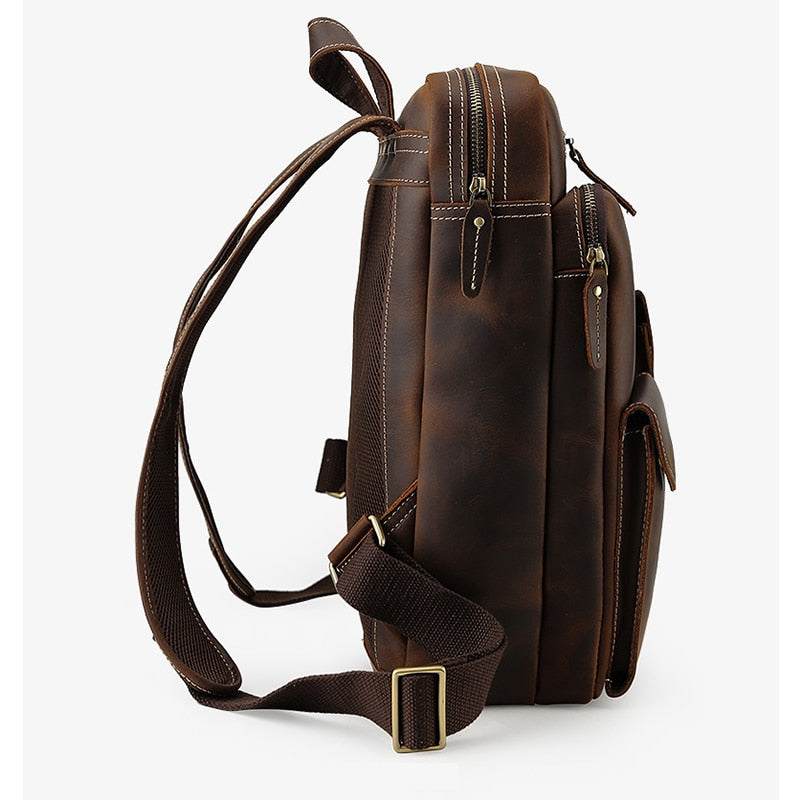 Vintage Leather Backpack Men Large