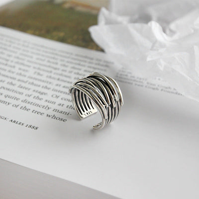 Adjustable multi-layer silver ring