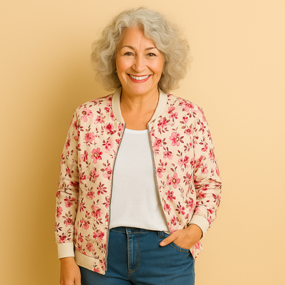 Hazel - Bomber jacket with trendy floral print