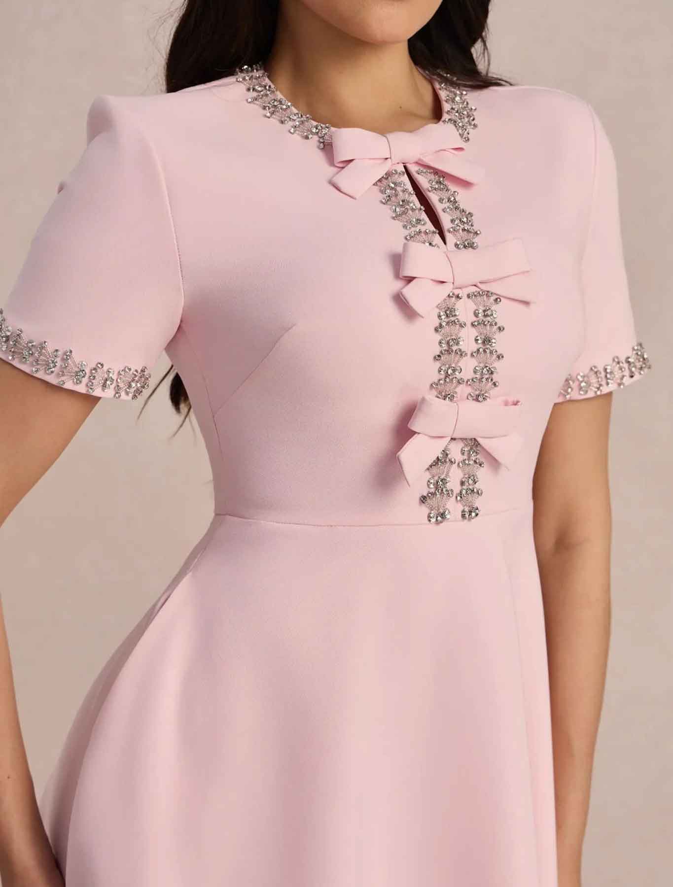 Raffaella™ - Flared Dress with Bows and Beads