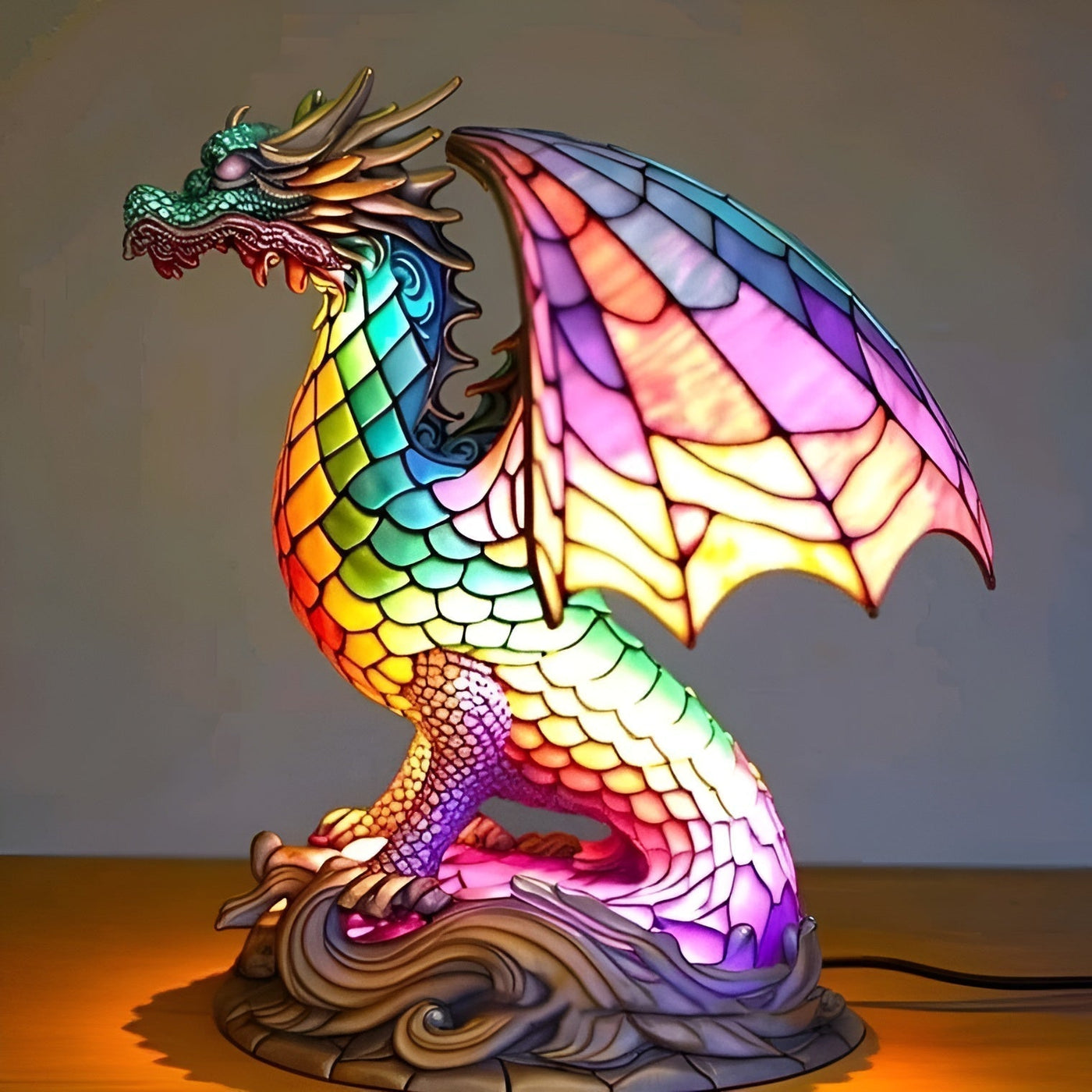 Ignis - Magisk dragon lamp in colored glass