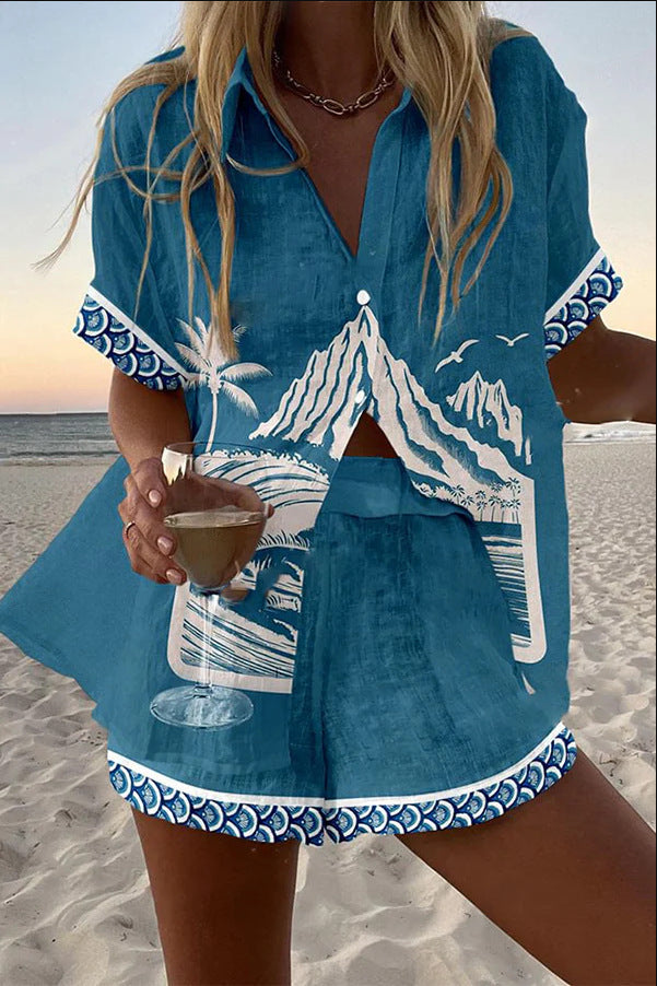Virina™ - Mount Fuji linen short suit