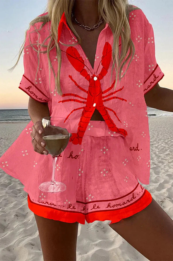 Pallina™ - Lobster pink linen short suit