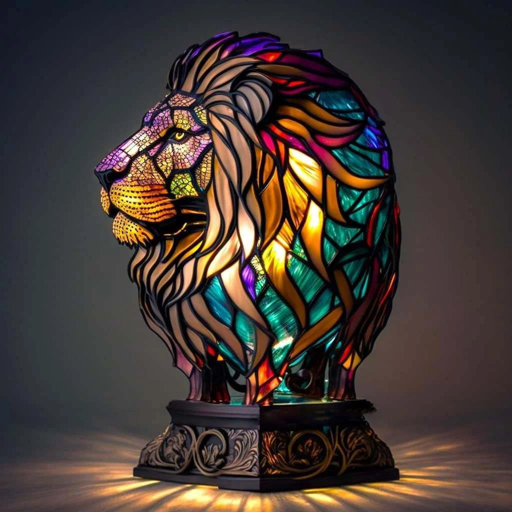 Simba - Magisk lion lamp in colored glass