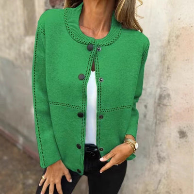 Women’s Sweater Jacket  – Relaxed Fit – Button Front – Long Sleeve – Pockets