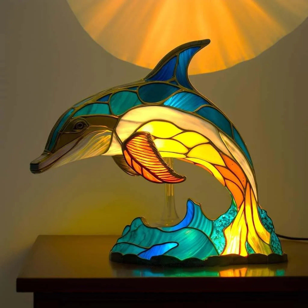 Flip - Magisk dolphin lamp in colored glass