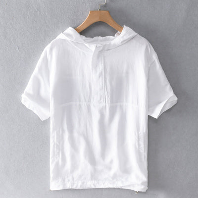 LINEN HOODED SHIRT
